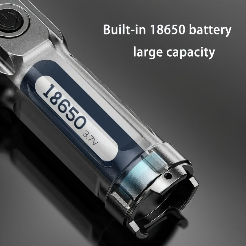 APOLLOFIRE High-Power Zoom Flashlight, 800mAh Rechargeable Battery, Portable Multi-Functional Telescopic Torch for Outdoor & Home Use, Black with Textured Grip, Flashlight Rechargeable