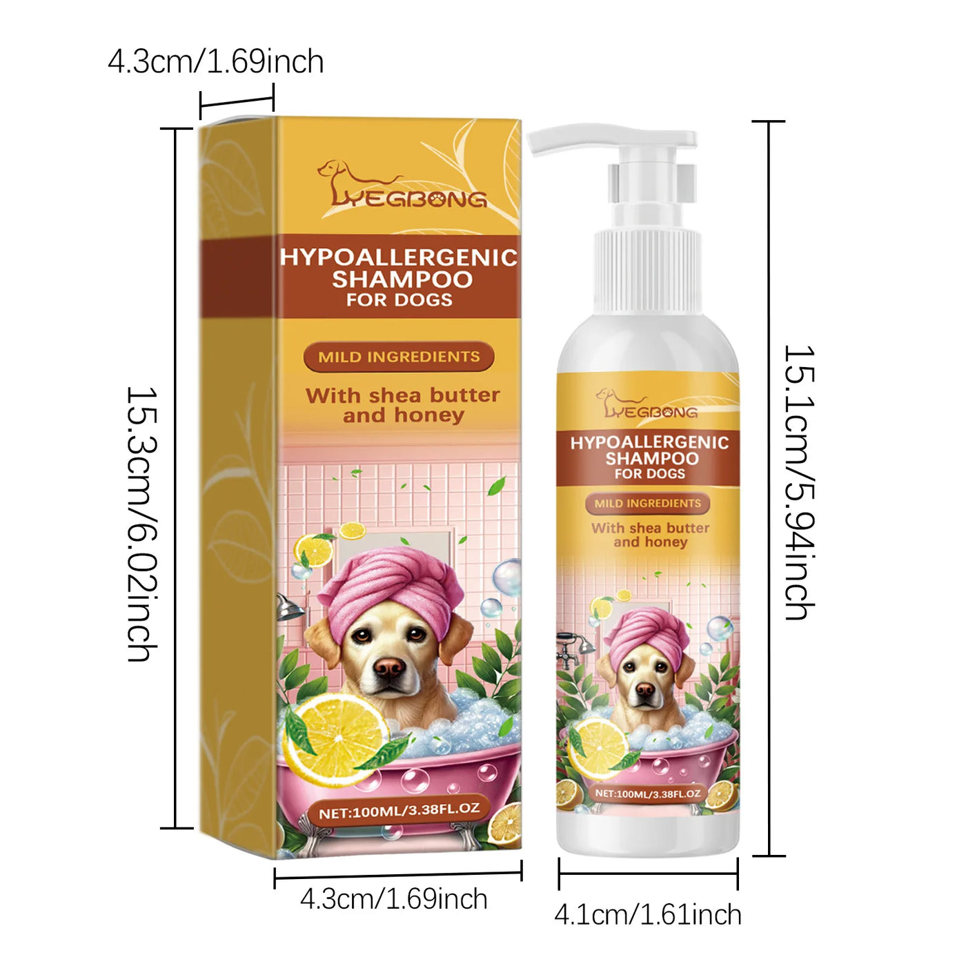 Yegbong 100ml Pet Shampoo – Hypoallergenic Dog Shampoo for Itchy Skin & Soft Fur