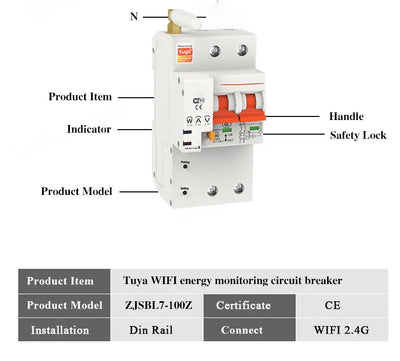 2P WiFi Smart Circuit Breaker – Energy Monitoring & App Control
