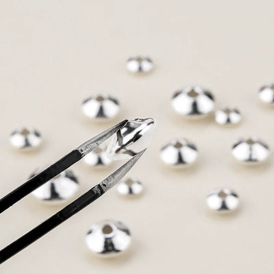 925 Sterling Silver Wheel Beads – Round Spacer Beads for DIY Jewelry