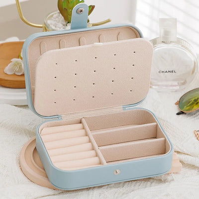 1 Pcs Portable Jewelry Storage Box Pink Home Travel Earrings Necklace Ring Jewelry Box Leather Woman Jewelry Display Box Gift