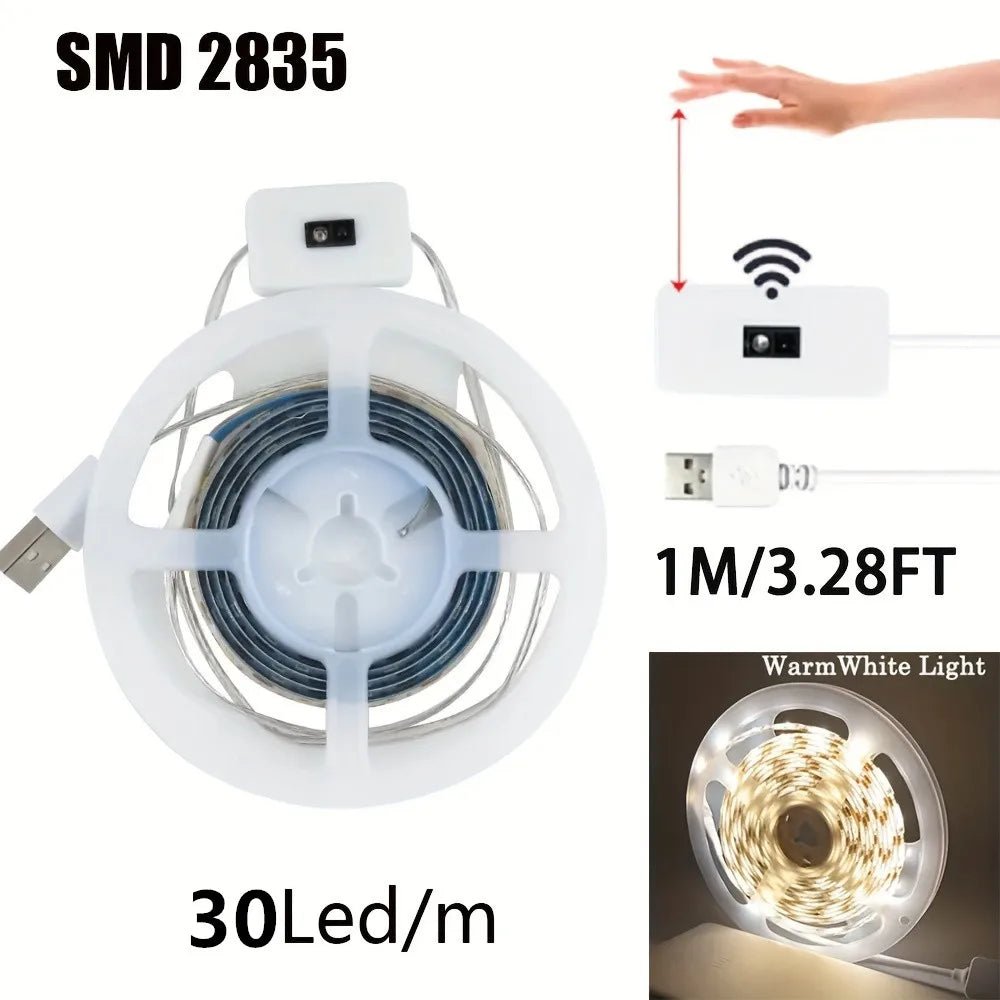 LED Strip Light Hand Scan Dimming Motion ON OFF Sensor 5V USB 30LED/M Diode Lights Tape For Closet Decoration Kitchen Lighting