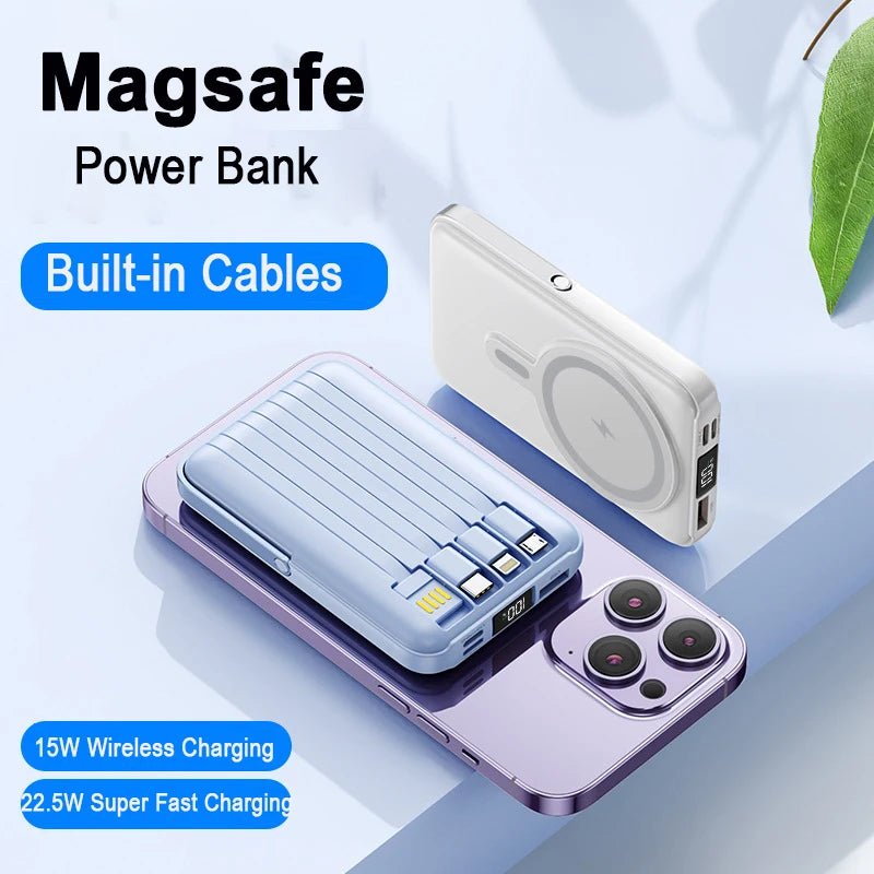 New 200000mAh Magnetic Wireless Power Bank with Phone Holder Portable Charger Fast Charging Battery for IPhone Magsafe PowerBank