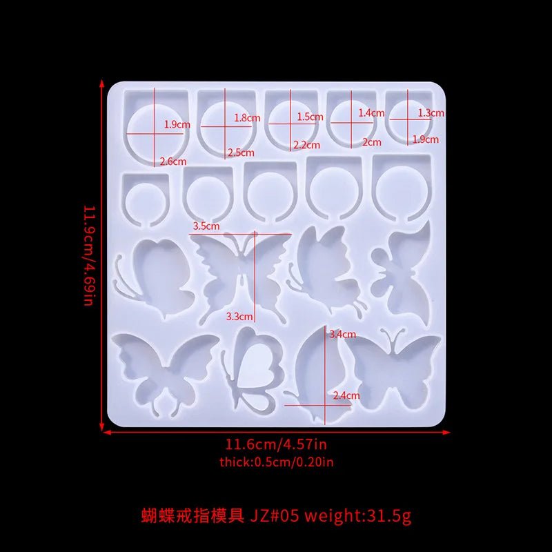 Christmas Tree, Skull, Butterfly & Flower Ring Silicone Mold – DIY Jewelry & Handmade Crafts