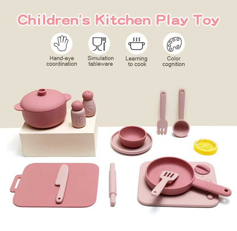 13PCS Silicone Kitchen Play Set – Pretend Cooking Toy for Kids