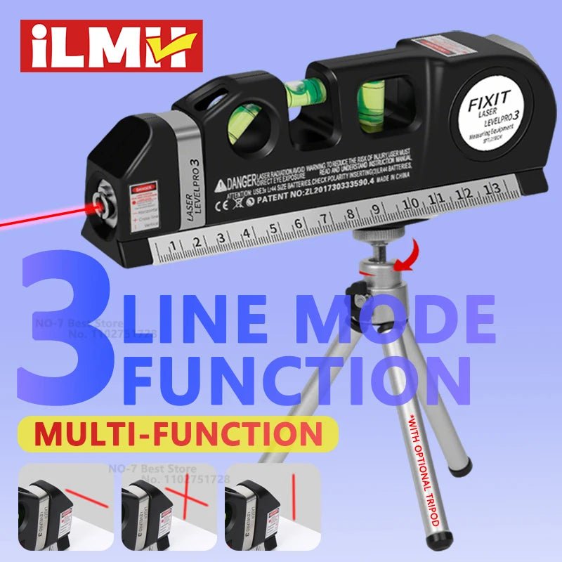 Laser Level Line Tool, Precision Multipurpose Laser Level with Optional Tripod, Adjustable Standard Cross Line Lase 2.5m/8ft