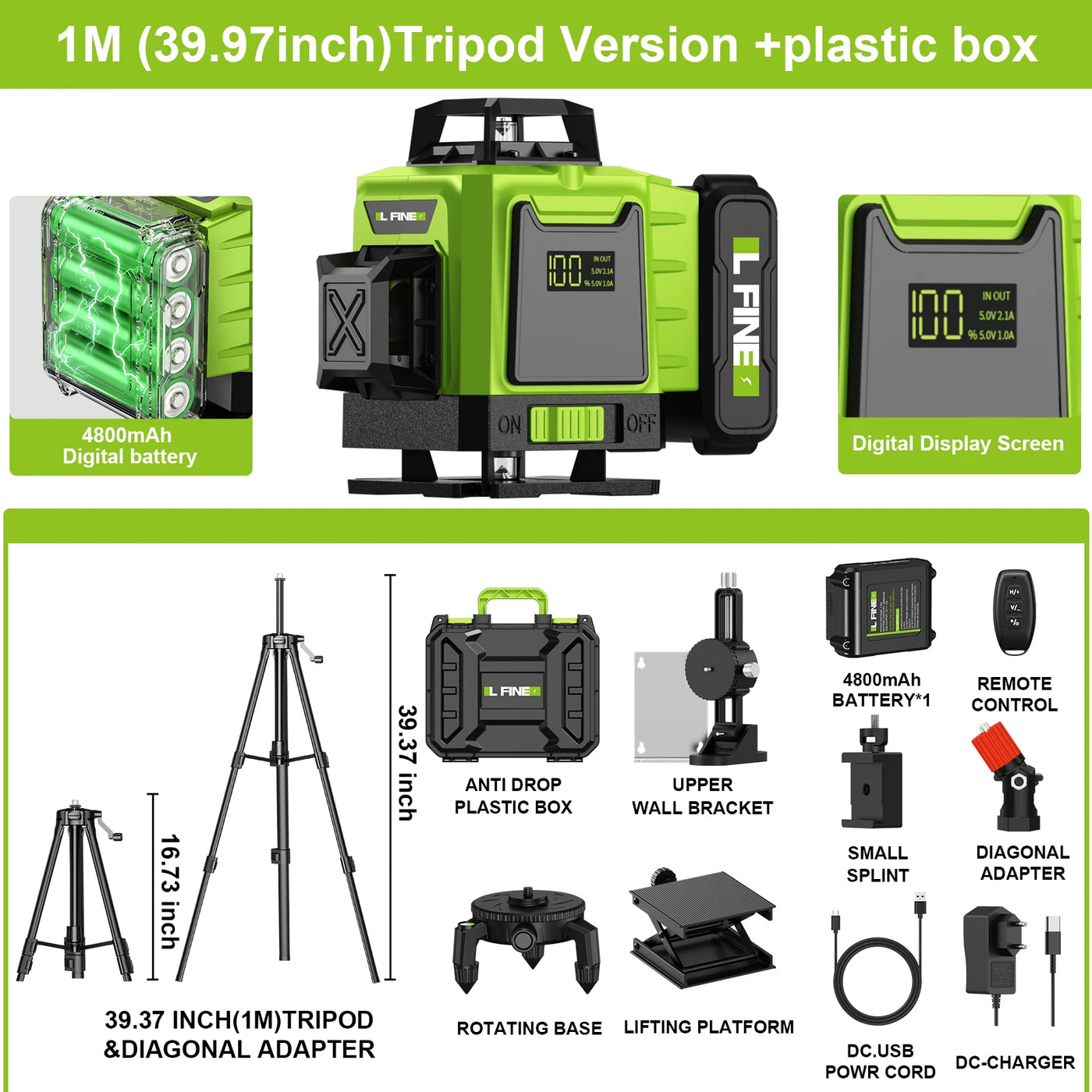 Lfine2/4D16 Lines 360°Self-leveling Laser Levels Optional tripod  And Vertical Professional Laser Level Tool