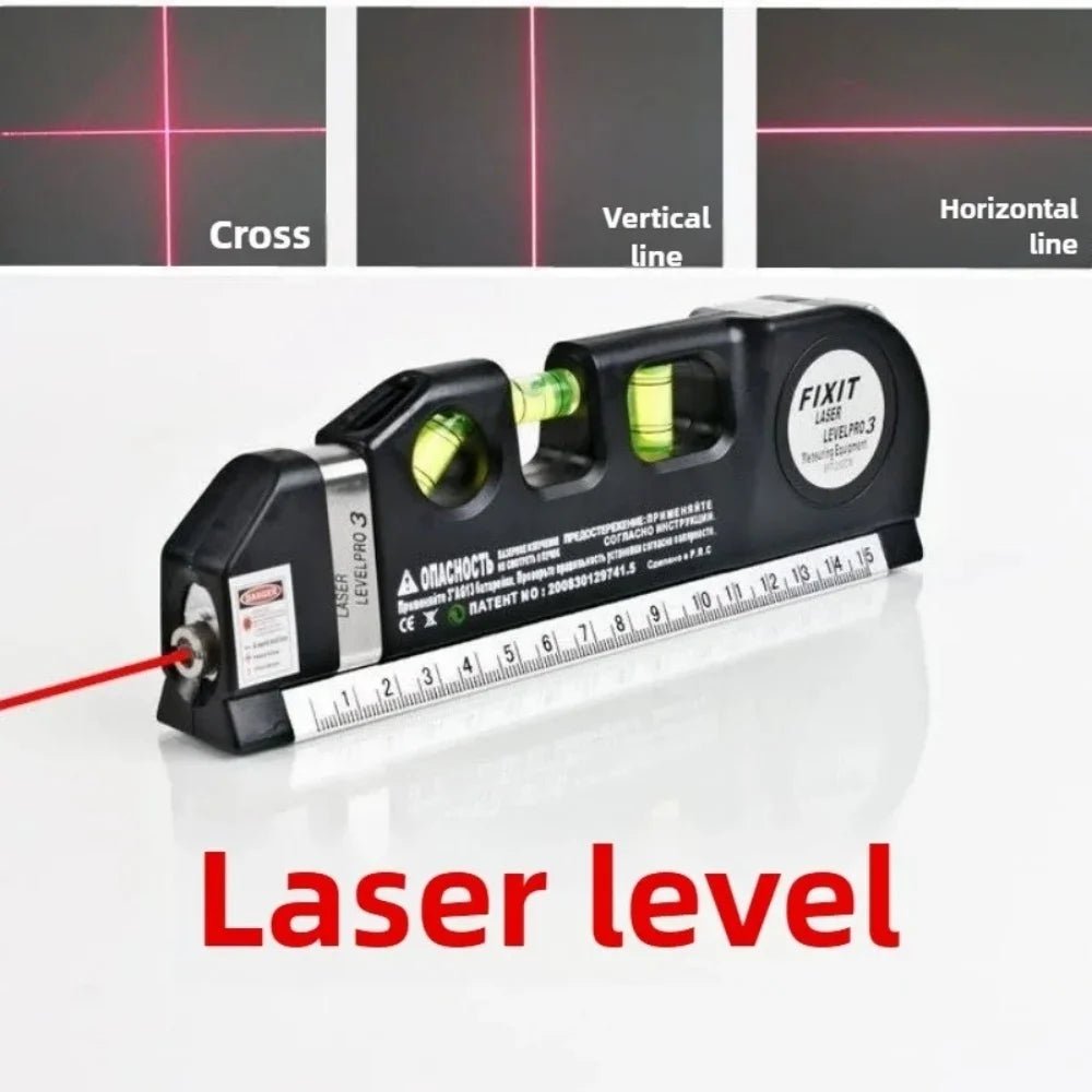 Multipurpose Laser Level Aligner 3 Line Modes Cross Vertical Horizontal Laser Measuring Distance Measurement Tool Anti-slip Grip