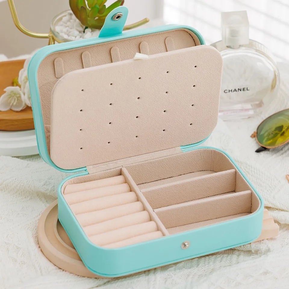1 Pcs Portable Jewelry Storage Box Pink Home Travel Earrings Necklace Ring Jewelry Box Leather Woman Jewelry Display Box Gift