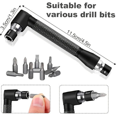 Flexible Drill Bit Extension Kit – 105° & 90° Right Angle Adapters, 1/4, 3/8, 1/2" Impact Socket Set