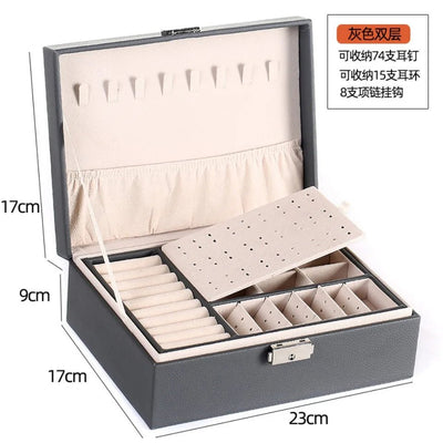 1 Pcs Portable Jewelry Storage Box Pink Home Travel Earrings Necklace Ring Jewelry Box Leather Woman Jewelry Display Box Gift