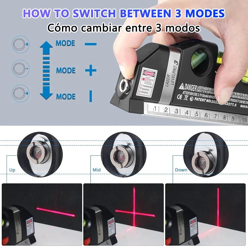 Laser Level Line Tool, Precision Multipurpose Laser Level with Optional Tripod, Adjustable Standard Cross Line Lase 2.5m/8ft