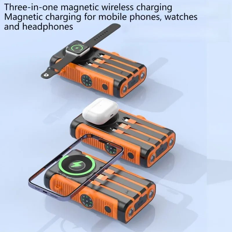 Hand Crank Solar Power Bank 22.5W Fast Charging 15W Magsafe Wireless Charger 20000mAh Portable Battery for IPhone Xiaomi Huawei