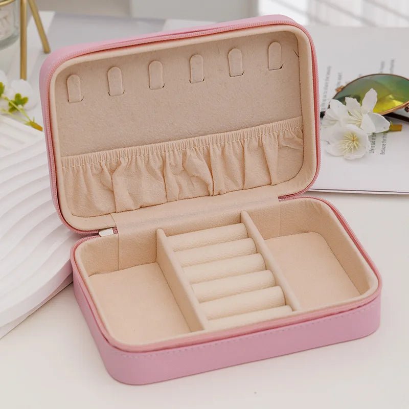 1 Pcs Portable Jewelry Storage Box Pink Home Travel Earrings Necklace Ring Jewelry Box Leather Woman Jewelry Display Box Gift