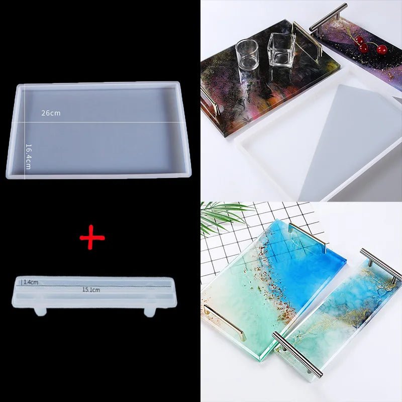 1/2pcs Large Rectangle Silicone Mold – DIY Epoxy Resin Tray for Fruit, Tea, Home Decor