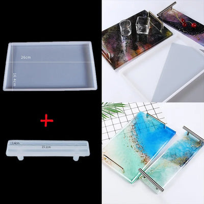1/2pcs Large Rectangle Silicone Mold – DIY Epoxy Resin Tray for Fruit, Tea, Home Decor