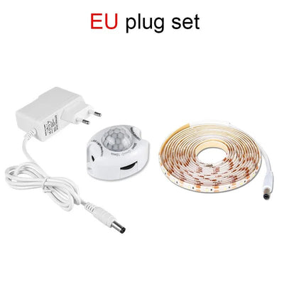 Motion Sensor LED Strip Light DC 12V Waterproof Under Cabinet Lamp For Bedroom Kitchen Flexible LED Strip US EU Power Adapter