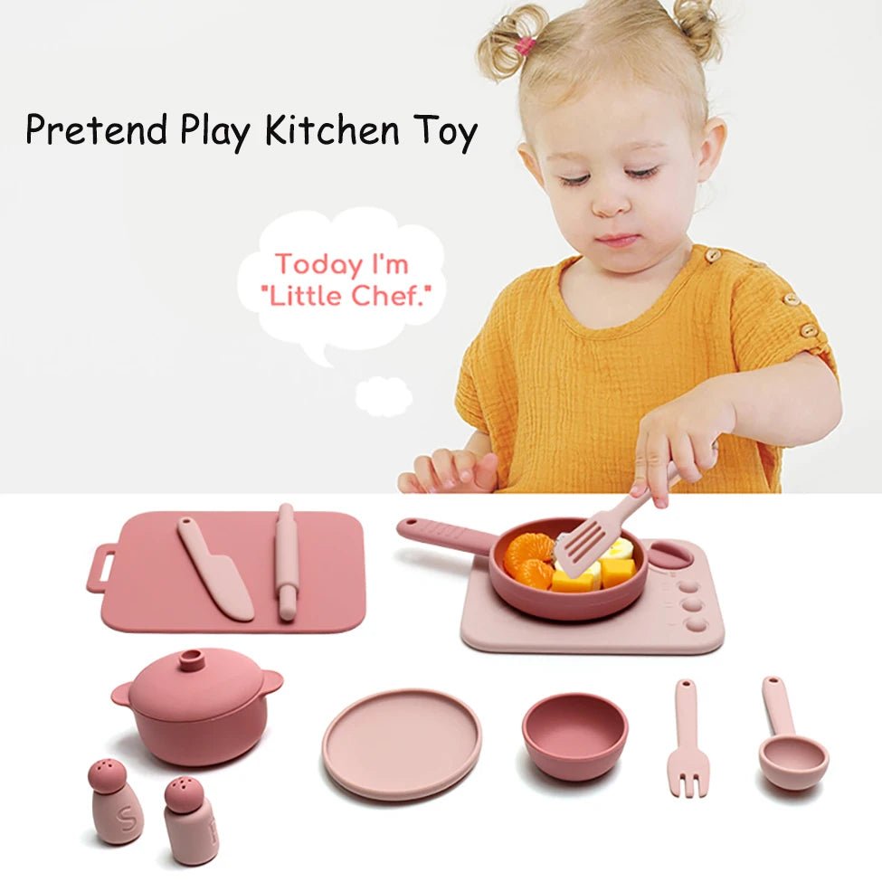 13PCS Silicone Kitchen Play Set – Pretend Cooking Toy for Kids