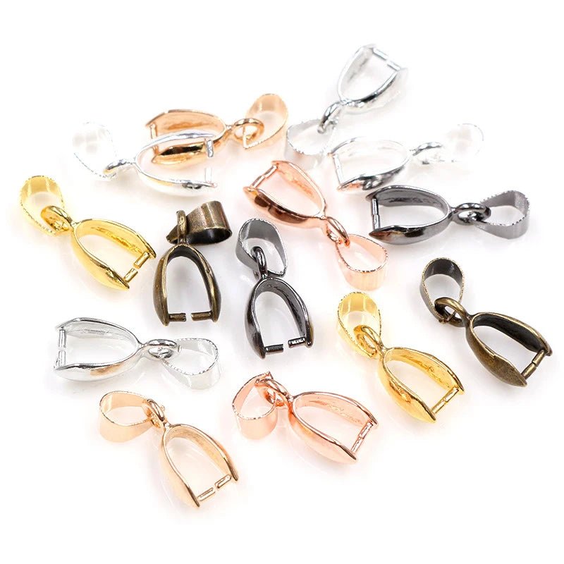 50pcs/lot 5x14mm 6x17mm 8x20mm 7 Colors Pendants Clasps Clips Bails Connectors Charm Beads Necklace Jewelry Making Findings