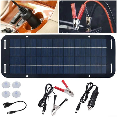 12V Solar Panel Kit IP65 Waterproof Solar Trickle Charger Portable Solar Powered Charger Kit High Efficiency Car Battery Charger