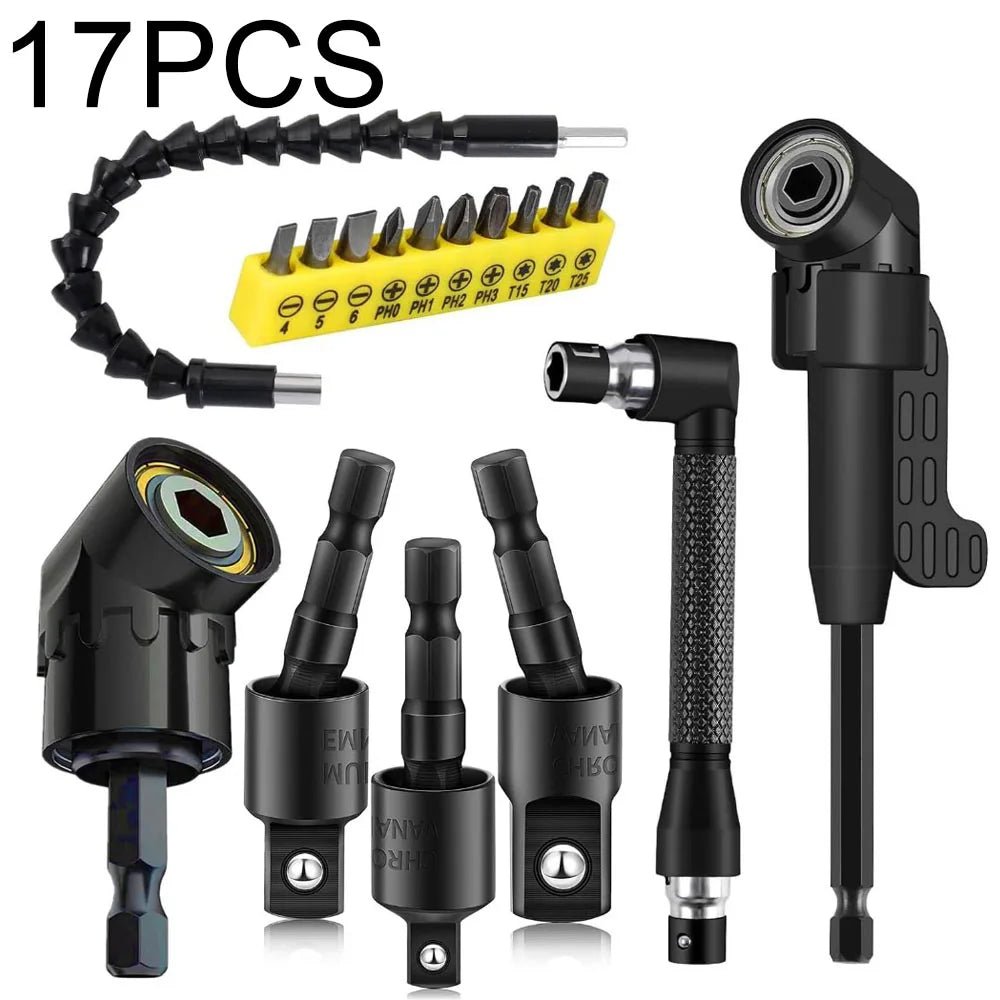 Rotatable Right Angle Drill Bit Extension – Hex Shank Attachment for Screwdrivers & Power Drills