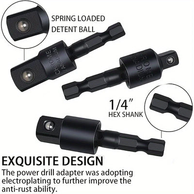 Flexible Drill Bit Extension Kit – 105° & 90° Right Angle Adapters, 1/4, 3/8, 1/2" Impact Socket Set