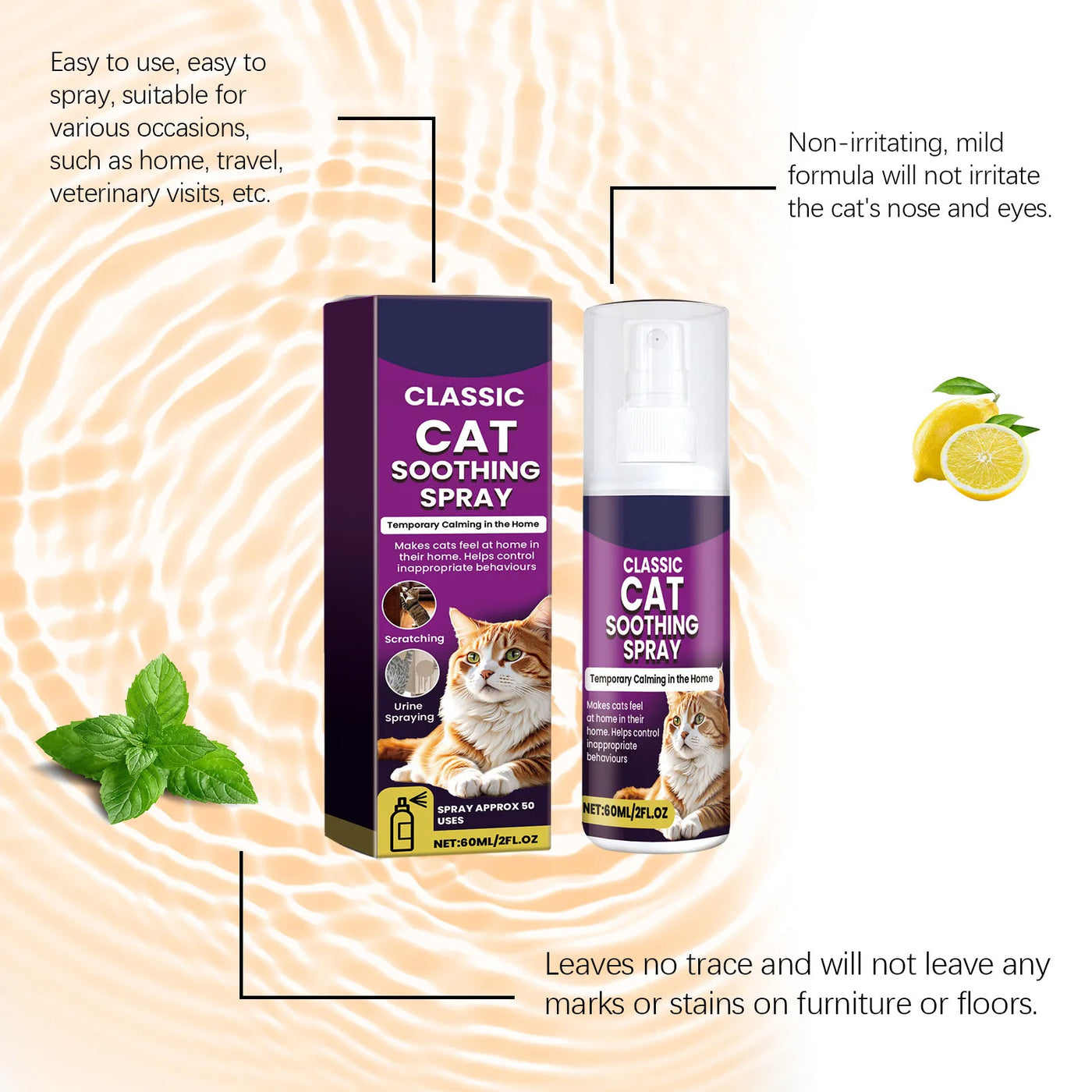 60ml Calming Cat Spray – Stops Scratching & Accidents