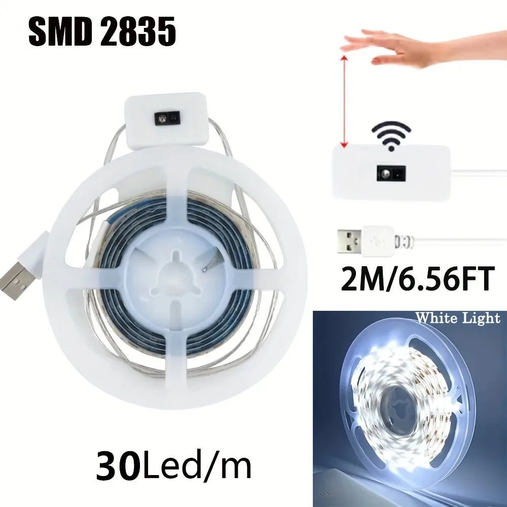 LED Strip Light Hand Scan Dimming Motion ON OFF Sensor 5V USB 30LED/M Diode Lights Tape For Closet Decoration Kitchen Lighting