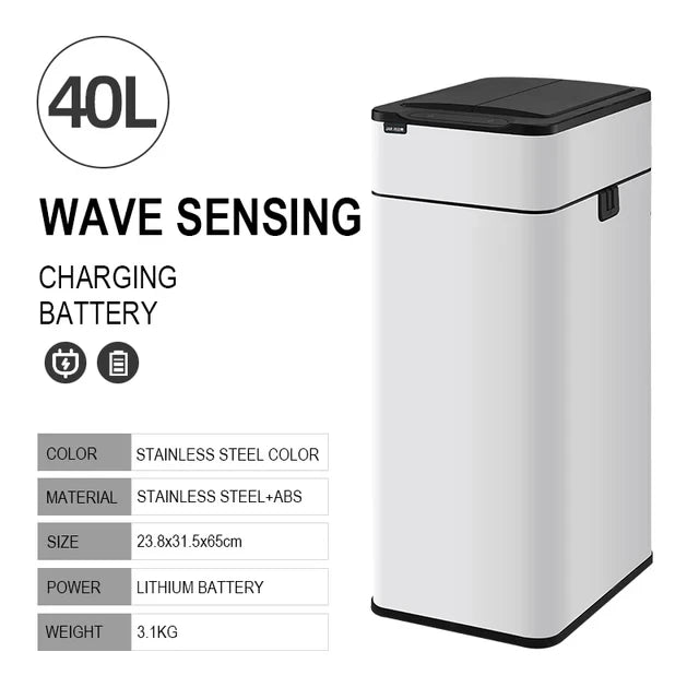 Smart Sensor Trash Can – Stainless Steel Automatic Bin 30–60L