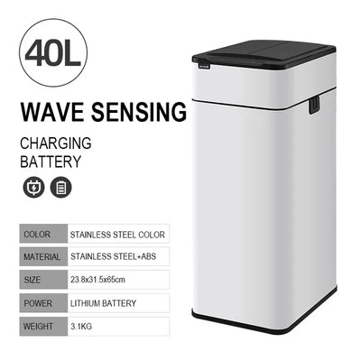 Smart Sensor Trash Can – Stainless Steel Automatic Bin 30–60L