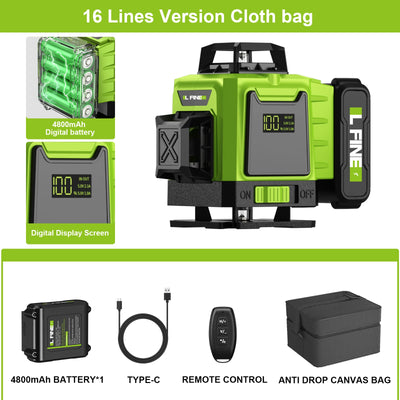Lfine2/4D16 Lines 360°Self-leveling Laser Levels Optional tripod  And Vertical Professional Laser Level Tool