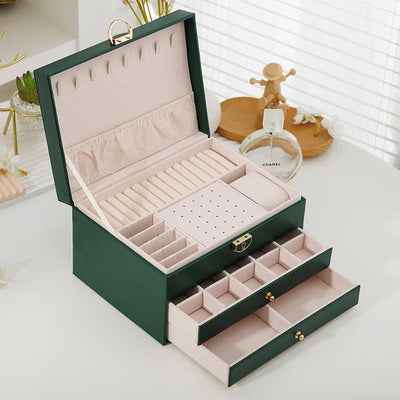 1 Pcs Portable Jewelry Storage Box Pink Home Travel Earrings Necklace Ring Jewelry Box Leather Woman Jewelry Display Box Gift