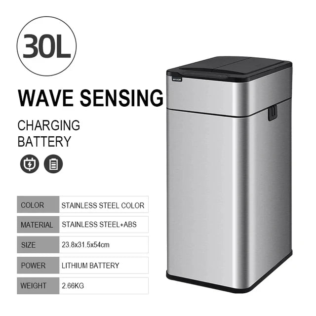 Smart Sensor Trash Can – Stainless Steel Automatic Bin 30–60L
