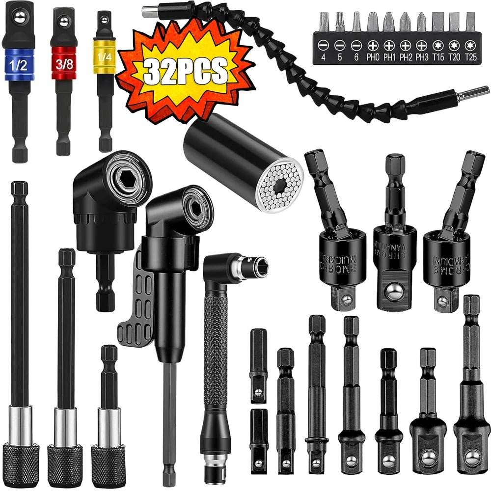 Rotatable Right Angle Drill Bit Extension – Hex Shank Attachment for Screwdrivers & Power Drills