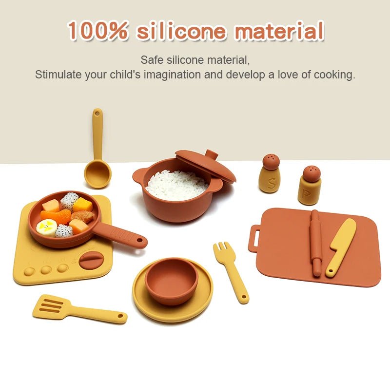 13PCS Silicone Kitchen Play Set – Pretend Cooking Toy for Kids