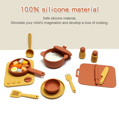 13PCS Silicone Kitchen Play Set – Pretend Cooking Toy for Kids