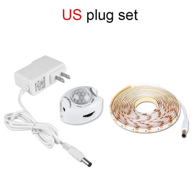 Motion Sensor LED Strip Light DC 12V Waterproof Under Cabinet Lamp For Bedroom Kitchen Flexible LED Strip US EU Power Adapter