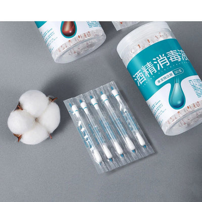 50PCS Medical Alcohol Cotton Swabs – Disposable Iodine Disinfected First Aid for Home & Travel