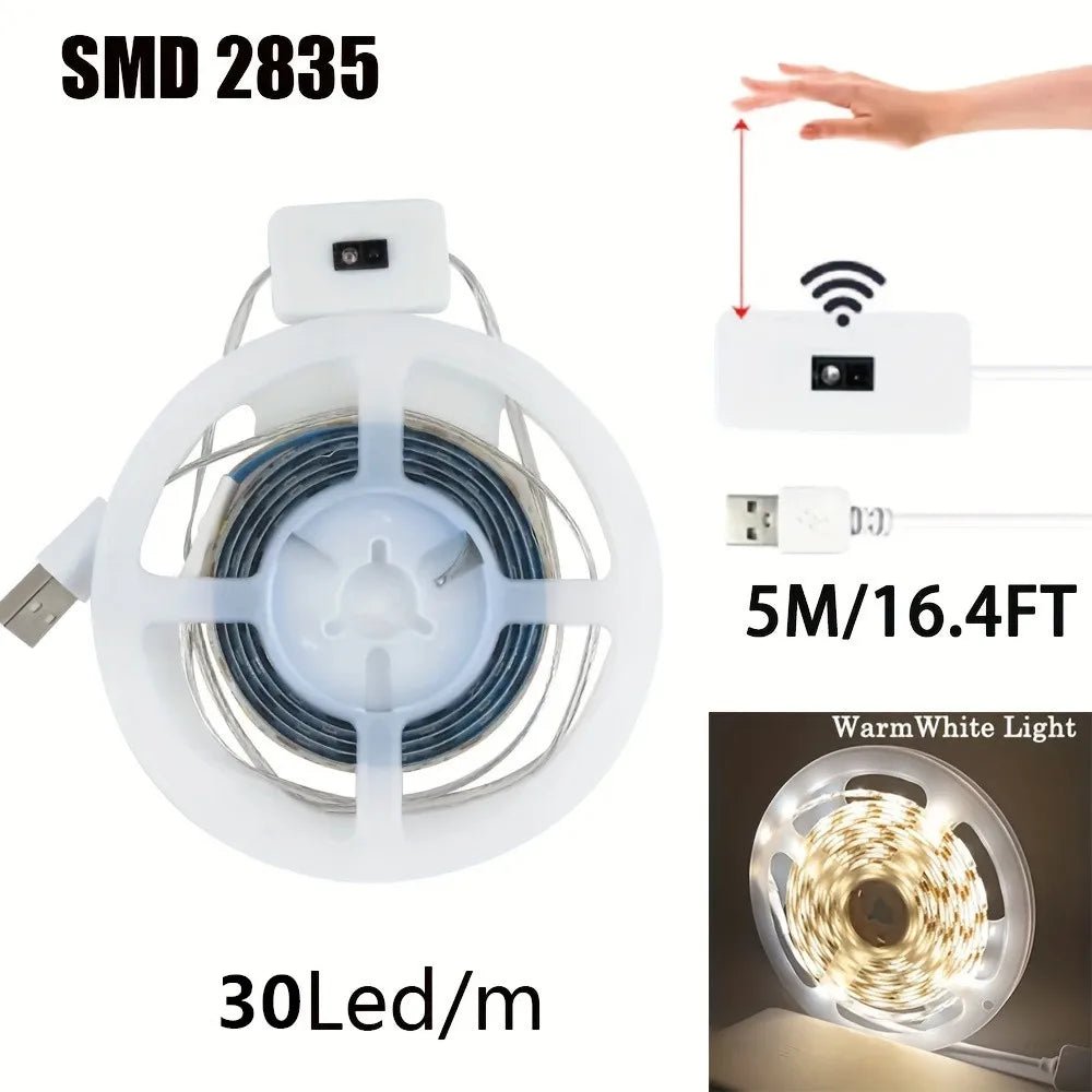 LED Strip Light Hand Scan Dimming Motion ON OFF Sensor 5V USB 30LED/M Diode Lights Tape For Closet Decoration Kitchen Lighting