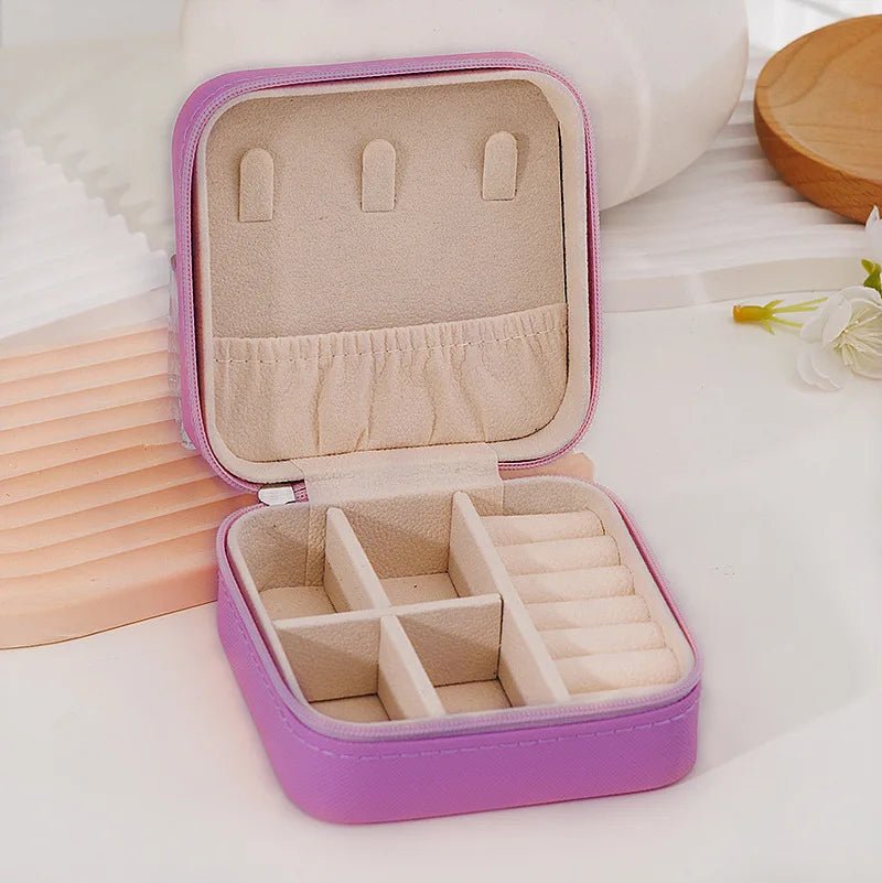1 Pcs Portable Jewelry Storage Box Pink Home Travel Earrings Necklace Ring Jewelry Box Leather Woman Jewelry Display Box Gift