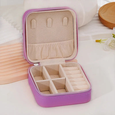 1 Pcs Portable Jewelry Storage Box Pink Home Travel Earrings Necklace Ring Jewelry Box Leather Woman Jewelry Display Box Gift