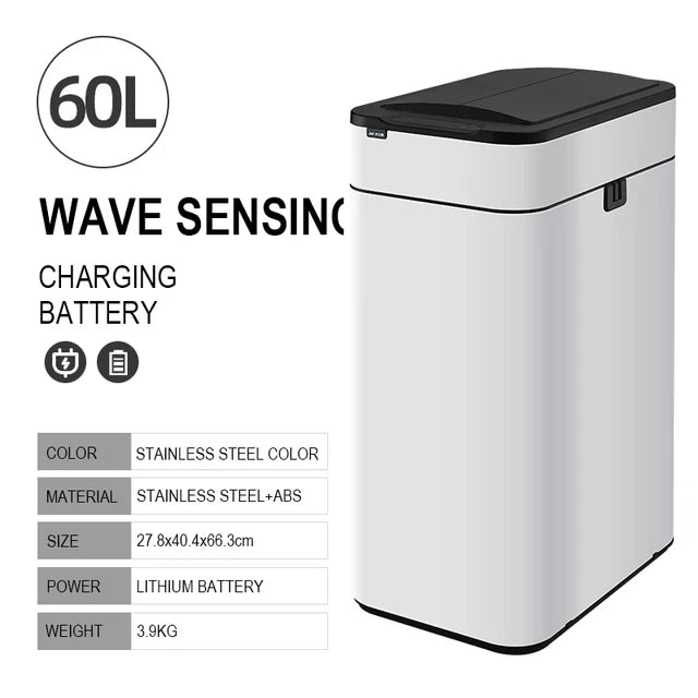 Smart Sensor Trash Can – Stainless Steel Automatic Bin 30–60L