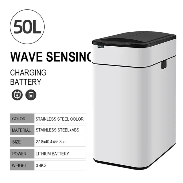 Smart Sensor Trash Can – Stainless Steel Automatic Bin 30–60L