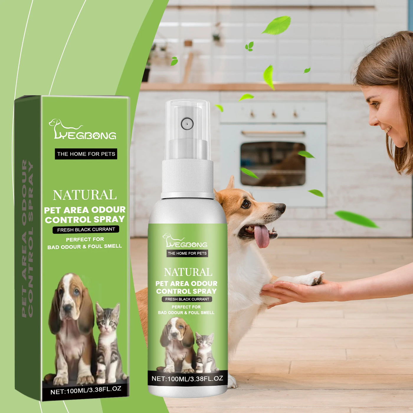 Yegbong Pet Deodorizing Spray – 100ml Odor Eliminator for Dogs & Cats