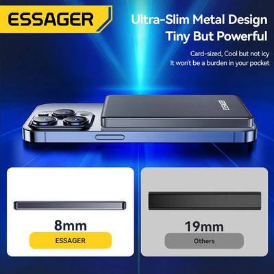 Essager Thin Wireless Power Bank Magnetic 20W 5000mAh Portable Fast Charging External Battery for Magsafe For iPhone 17 16 15 14