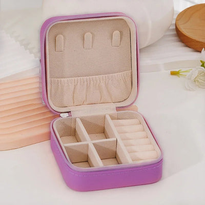 1 Pcs Portable Jewelry Storage Box Pink Home Travel Earrings Necklace Ring Jewelry Box Leather Woman Jewelry Display Box Gift