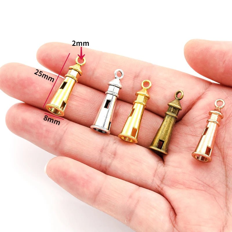10pcs 5 Colors Lighthouse Charms – Keychain & Pendant DIY Jewelry 8x25mm