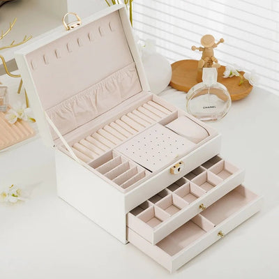 1 Pcs Portable Jewelry Storage Box Pink Home Travel Earrings Necklace Ring Jewelry Box Leather Woman Jewelry Display Box Gift