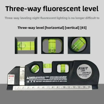 Multipurpose Laser Level Aligner 3 Line Modes Cross Vertical Horizontal Laser Measuring Distance Measurement Tool Anti-slip Grip