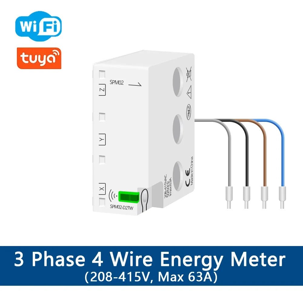 3-Phase WiFi Smart Power Meter – 63A Energy Monitor